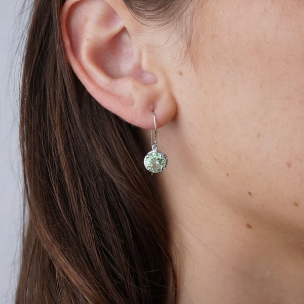 White Gold Green Amethyst Shepherd Hook Earrings