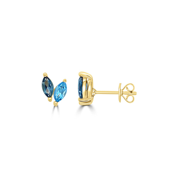 Marquise Blue Topaz Stud Earrings