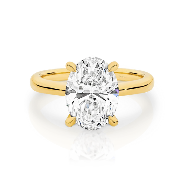 Olivia-Oval Shape Solitaire Diamond Engagement Ring in Yellow Gold