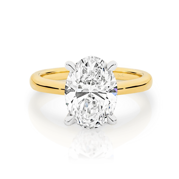 Olivia-Oval Shape Solitaire Diamond Engagement Ring in Yellow Gold