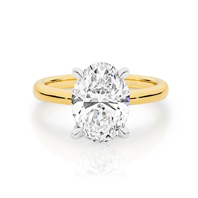 Olivia-Oval Shape Solitaire Diamond Engagement Ring in Yellow Gold