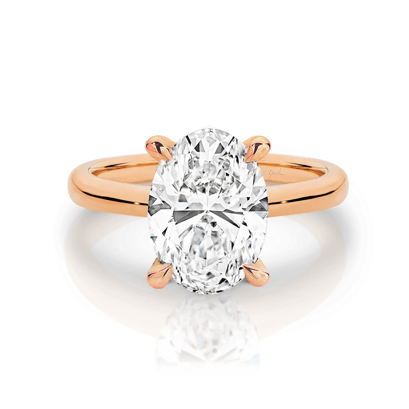 Olivia-Oval Shape Solitaire Diamond Engagement Ring in Rose Gold