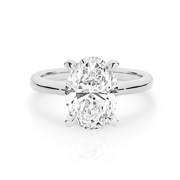 Olivia-Oval Shape Solitaire Diamond Engagement Ring in White Gold