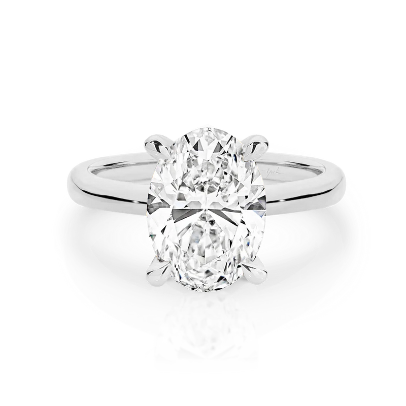 Olivia-Oval Shape Solitaire Diamond Engagement Ring in White Gold