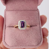 Yellow Gold Amethyst & Diamond Halo Ring