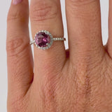 Pink Sapphire and Diamond Halo Ring