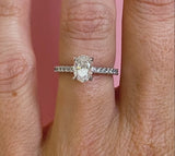 Lab Grown Harper - Oval Shape Diamond Engagement Ring with Diamond Set Band in White Gold