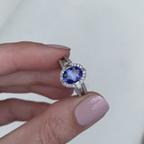 Tanzanite & Diamond Halo Split Band Ring