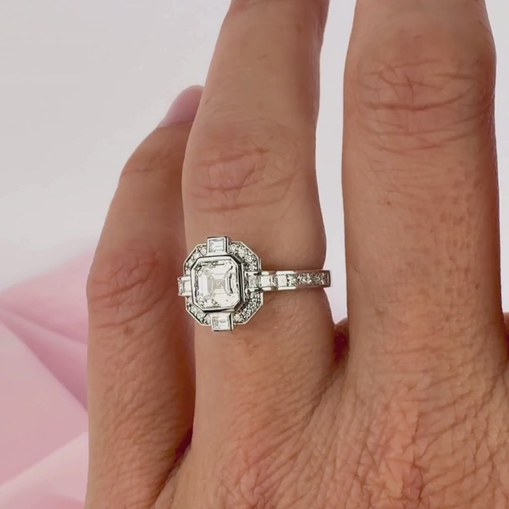 Luxury emerald cut diamond engagement ring Sydney York Jewellers Gatsby collection.