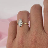 Mariah two tone marquise diamond engagement ring close up yellow and white gold Sydney.