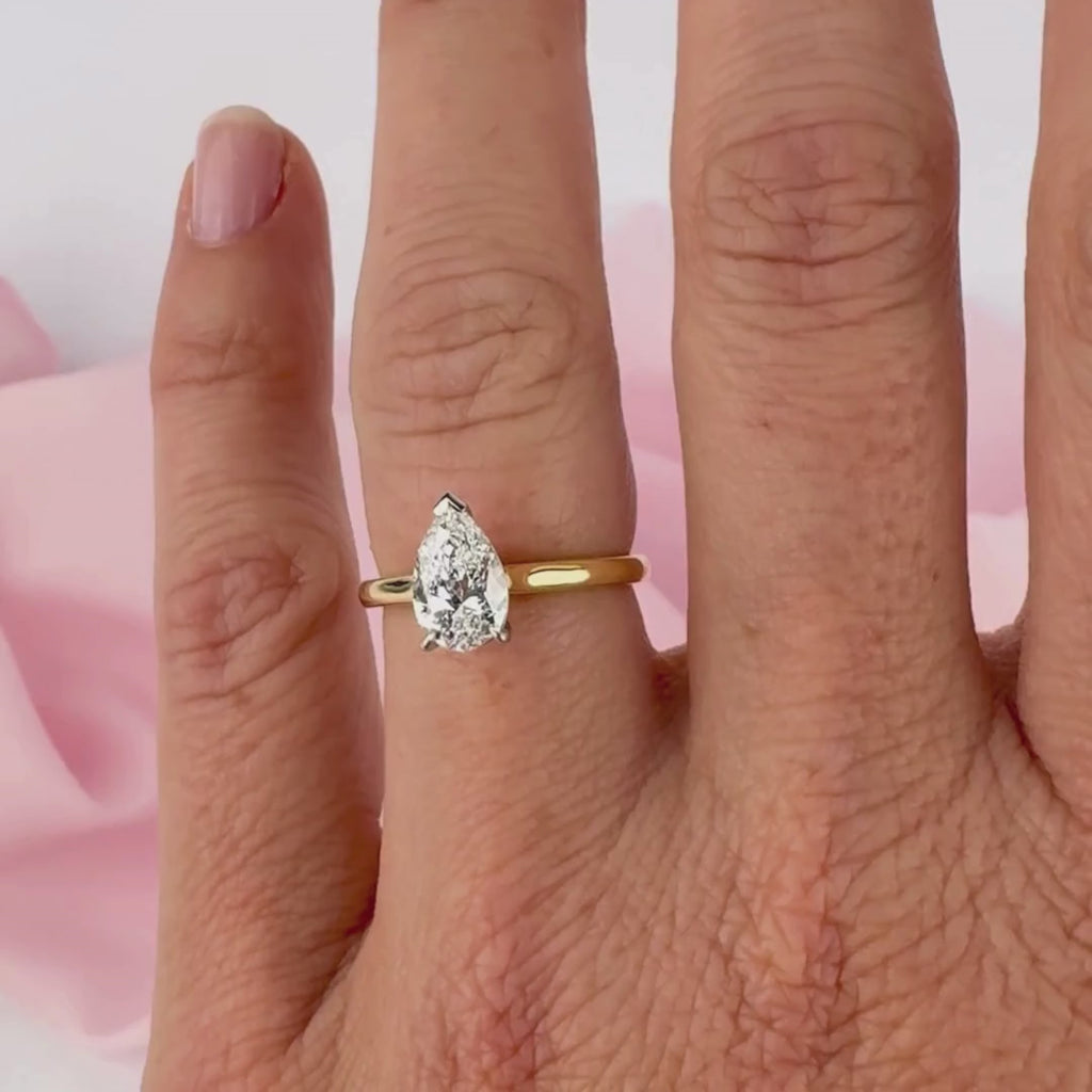 Luxury two tone pear shaped engagement ring Sydney York Jewellers collection.