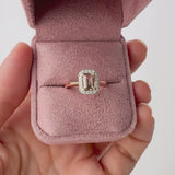 Rose Gold Morganite & Diamond Halo Dress Ring