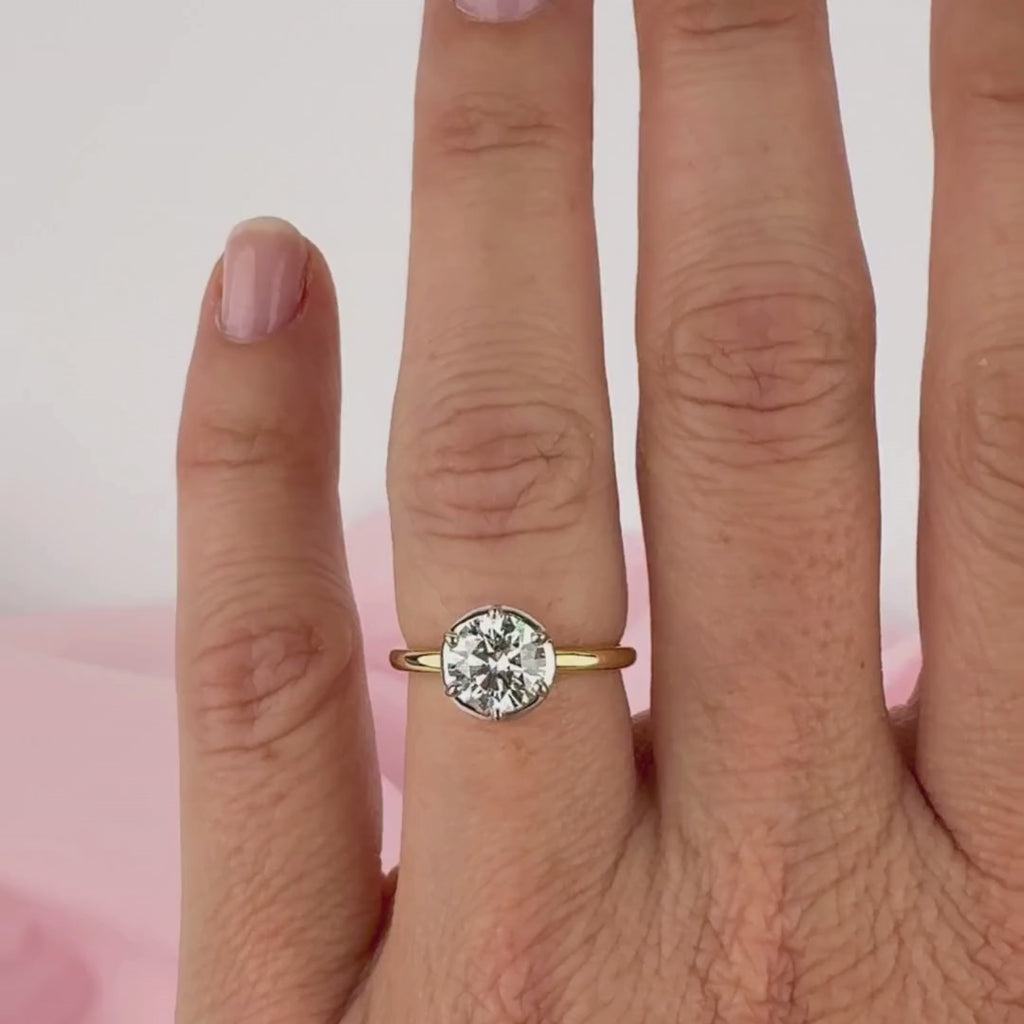 Video of Rachel yellow gold diamond engagement ring on hand – Sydney engagement jewellery.