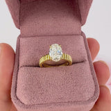 Oval shape diamond engagement ring on hand yellow gold Sydney Australia Stella ring.