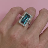 'Elizabeth' Teal Tourmaline & Diamond Ring