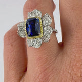 Ceylon Blue Sapphire, Yellow Sapphire & Diamond Ring