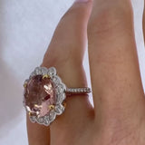 'Florence' Morganite & Diamond Halo Cocktail Ring