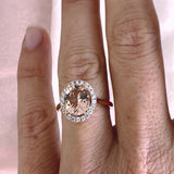 Morganite & Diamond Halo Ring