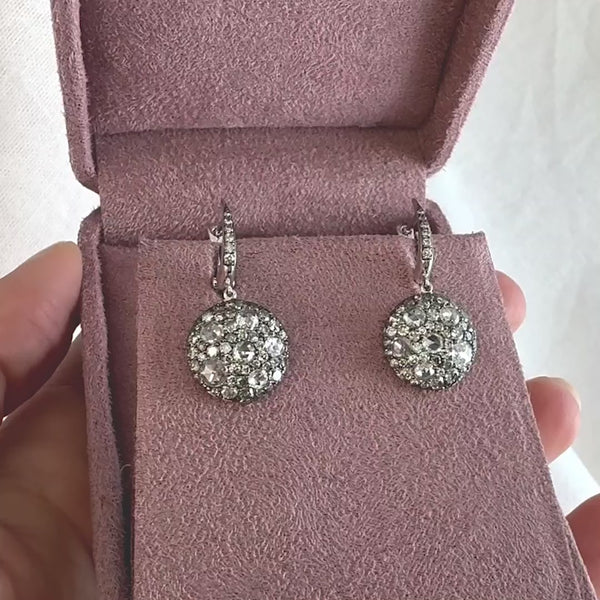 Diamond Drop Disc Earrings