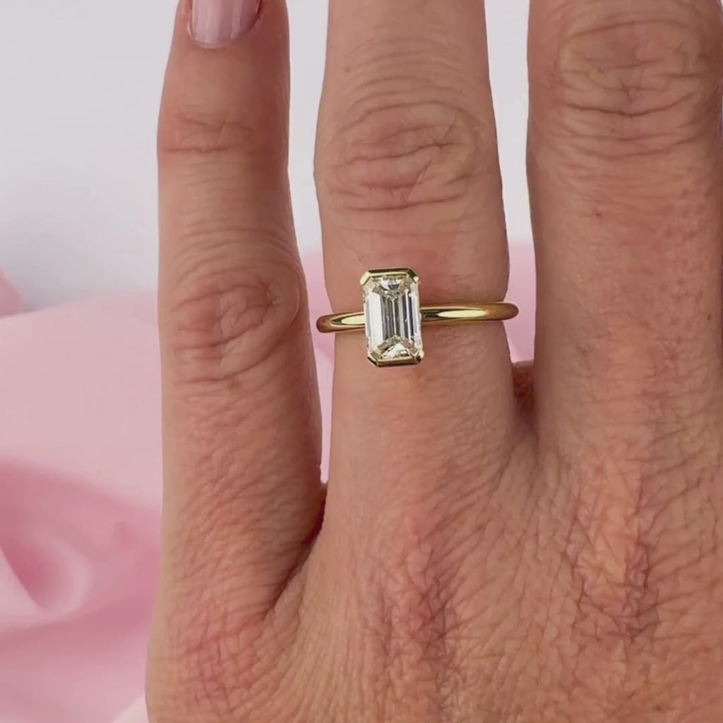 Luxury emerald cut diamond engagement ring Sydney York Jewellers Ella collection.