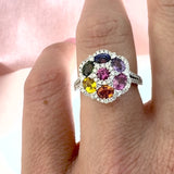 Multi-Coloured Sapphire & Diamond Ring