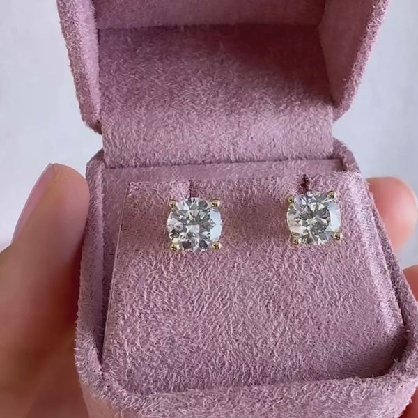 Lab Grown Diamond Solitaire Stud Earrings TDW=1.40ct