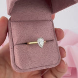 Pear shaped diamond ring side profile two tone setting York Jewellers Sydney.