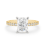 Renee-Radiant Shape Diamond Engagement Ring with Diamond Set Band in Yellow Gold