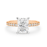 Renee-Radiant Shape Diamond Engagement Ring with Diamond Set Band in Rose Gold