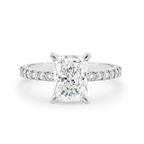 Renee-Radiant Shape Diamond Engagement Ring with Diamond Set Band in White Gold