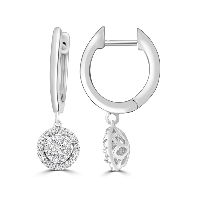 Huggie Earrings with Diamond Cluster Drop