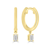 Huggie Earrings with Diamond Drop