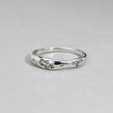 9ct white gold Saffron Ring with natural Australian green sapphires available from Sydney fine jeweller York Jewellers.