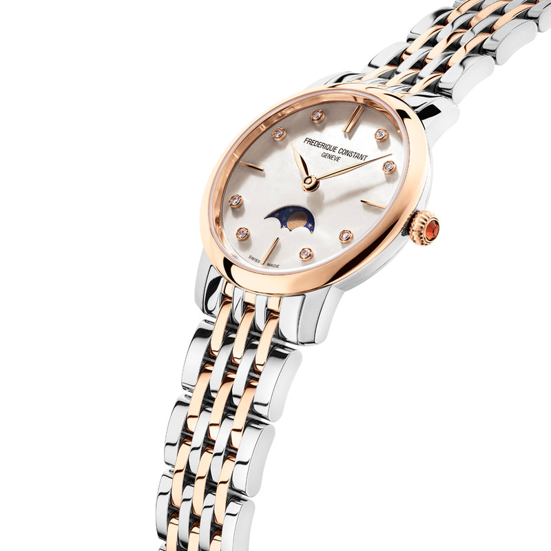 Frederique Constant Classic Two Tone Rose Gold and Stainless Steel Ladies Quartz Movement Watch with Matching Two Tone Bracelet