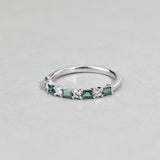 18ct white gold Whitney Ring with natural Australian teal sapphires and diamonds available from Sydney fine jeweller York Jewellers.