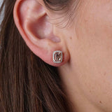 Rose Gold Morganite & Diamond Halo Stud Earrings