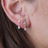 Natural Diamond Drop Earrings with Screw Back Stud