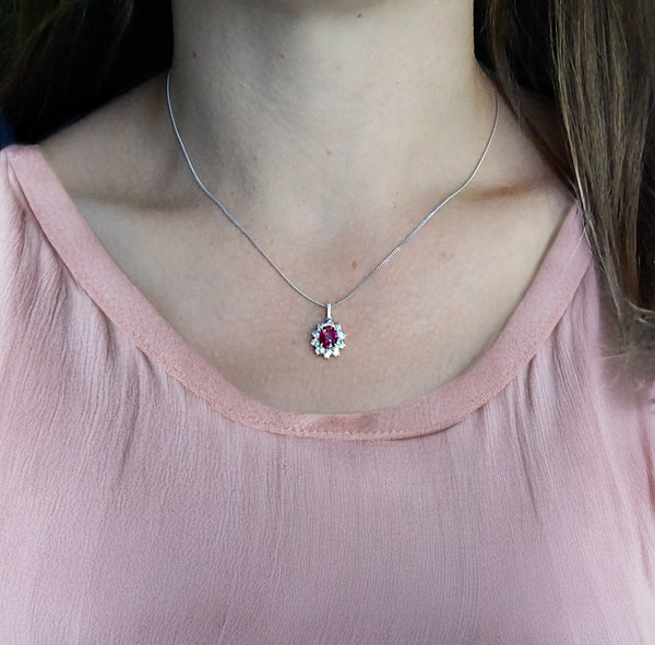 Oval Ruby and Diamond Pendant