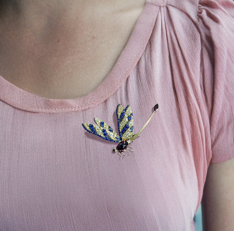Multi Stone Dragonfly Brooch