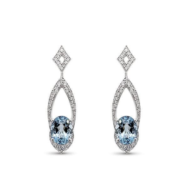 'Maya' Aquamarine & Diamond Drop Earrings