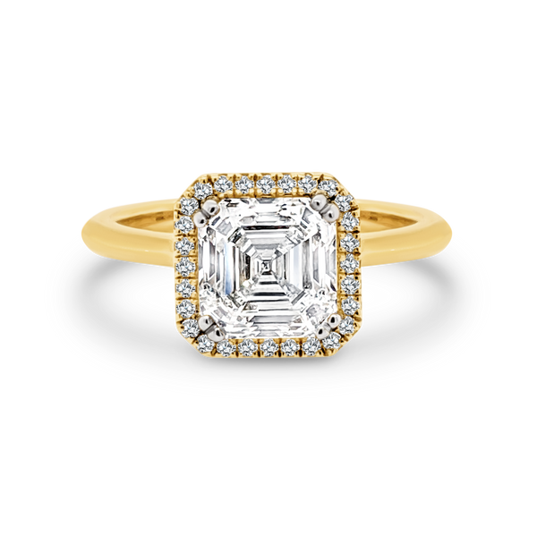 Asscher Cut Diamond Halo Engagement Ring York Jewellers AU