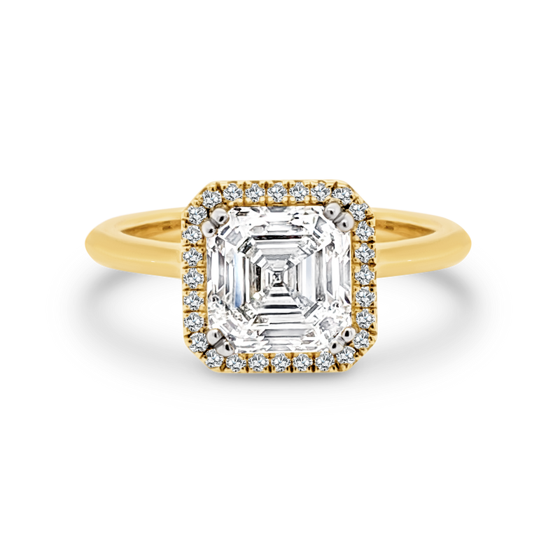 Asscher cut with halo on sale
