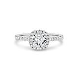 Claire-White Gold-Cushion Cut Diamond Halo Engagement Ring with Diamond Set Band