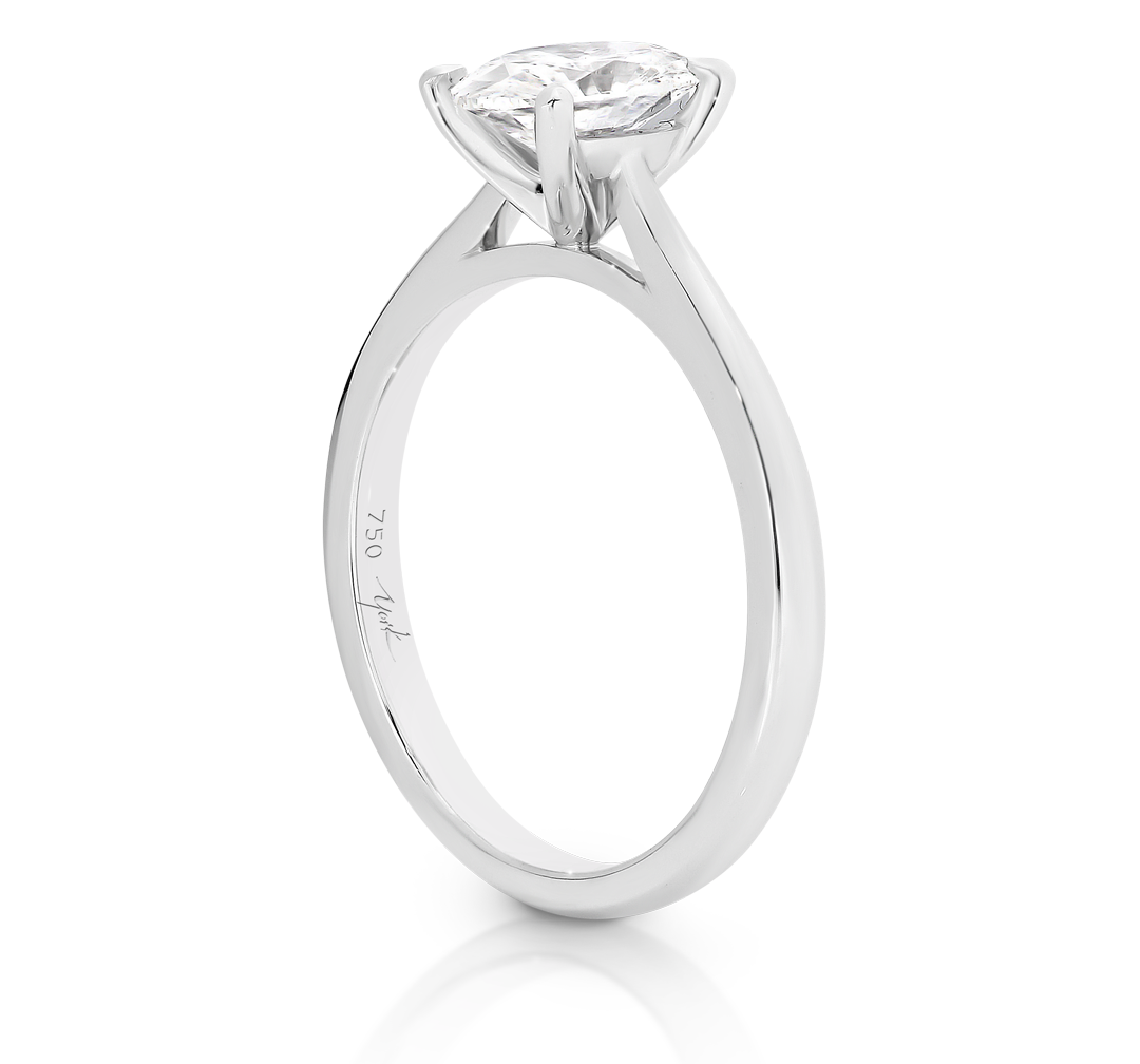 Olivia-Oval Shape Solitaire Diamond Engagement Ring in White Gold ...