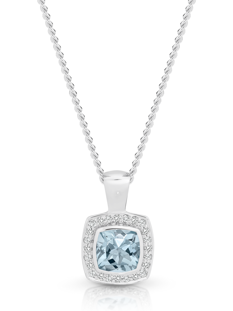Aquamarine and Diamond Pendant