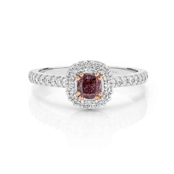Pink Diamond Halo Engagement Ring