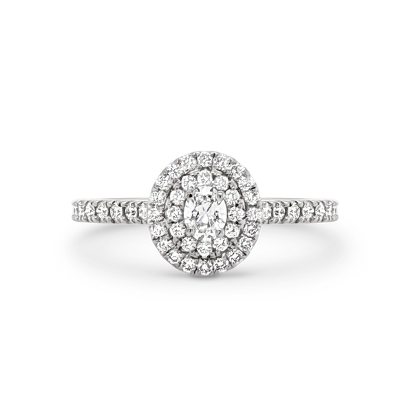 Double Halo Ring With Oval Diamond