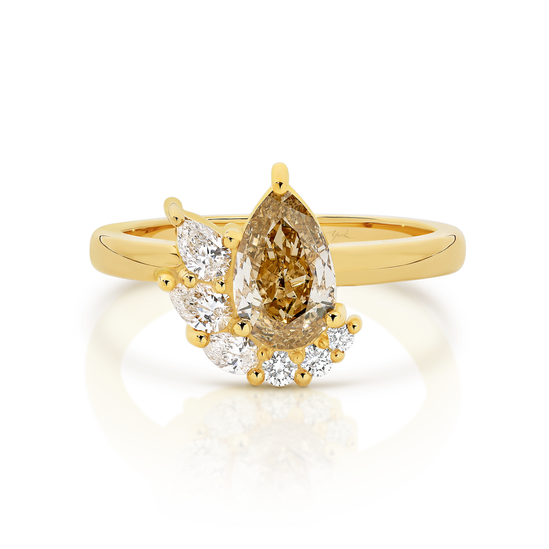 Champagne Diamond Ring with Semi Halo