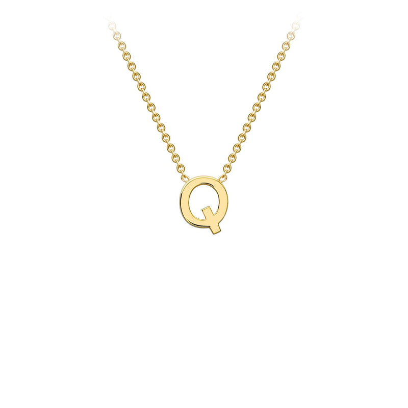 Petite Initial Pendants in Yellow Gold + Chain