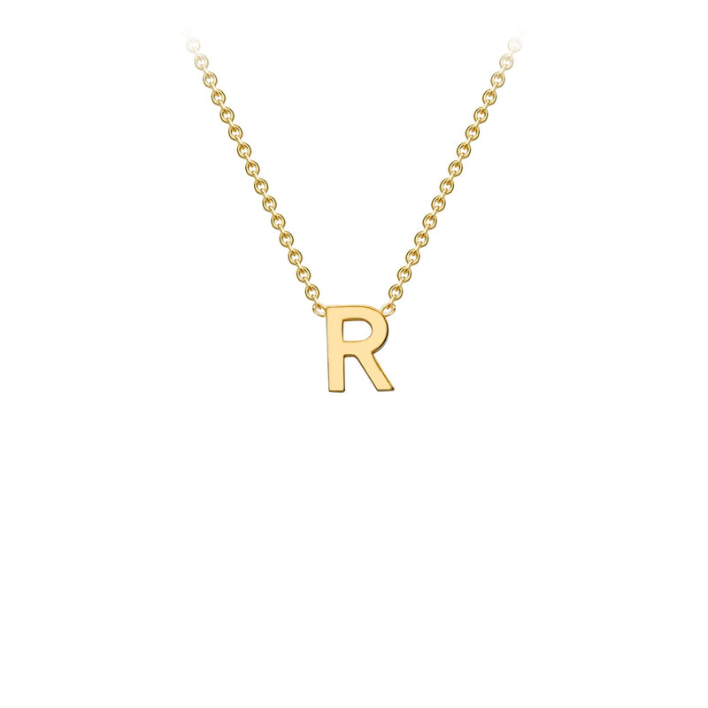 Petite Initial Pendants in Yellow Gold + Chain